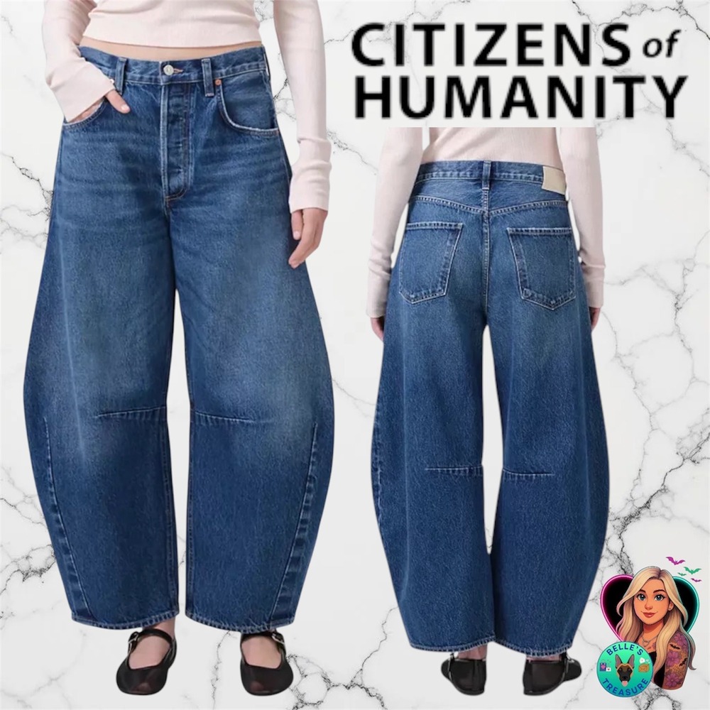 Citizens of Humanity Women 34 Horseshoe Jeans Claremont Wash Wide Leg Button Fly